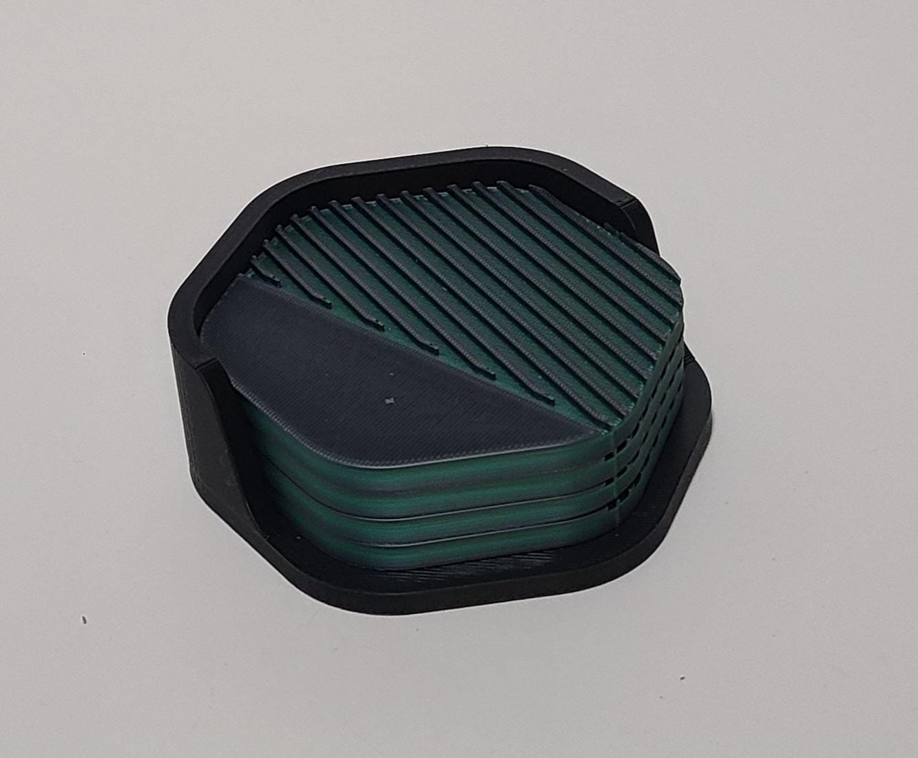 3D Printed Coaster Set with Holder – 5 Piece Drink Coasters – Modern Desk & Home Decor – Coffee Table Protection – Gift for Home or Office