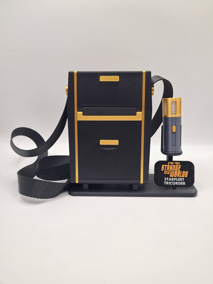 Gold Edition SNW Tricorder Replica with Strap, Scanner, Display Stand, & Nameplate