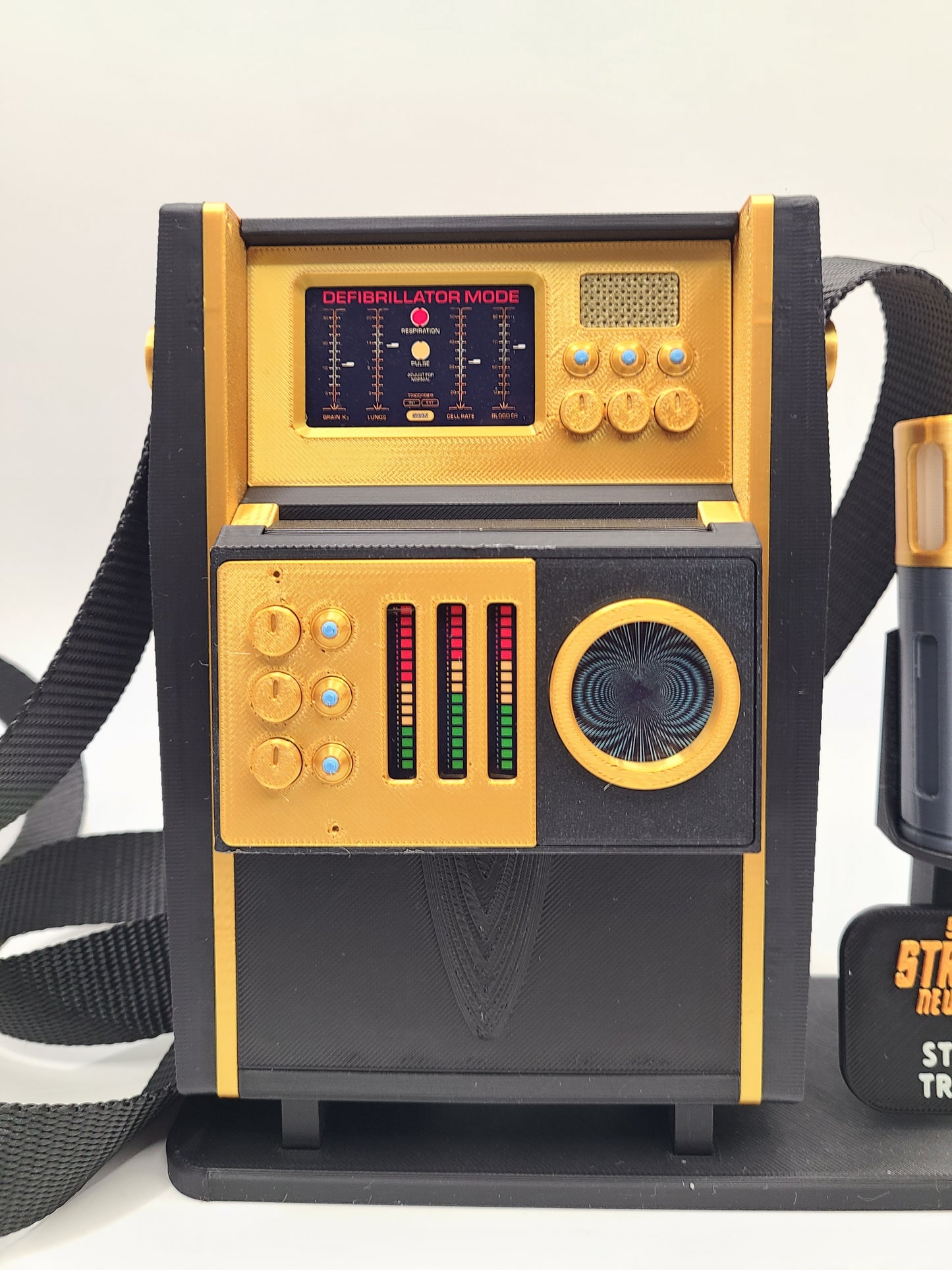 Gold Edition SNW Tricorder Replica with Strap, Scanner, Display Stand, & Nameplate
