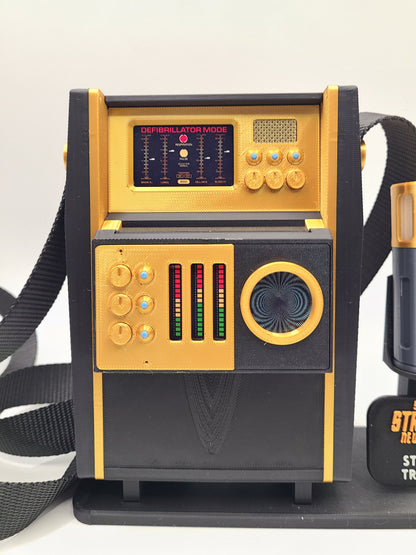 Gold Edition SNW Tricorder Replica with Strap, Scanner, Display Stand, & Nameplate