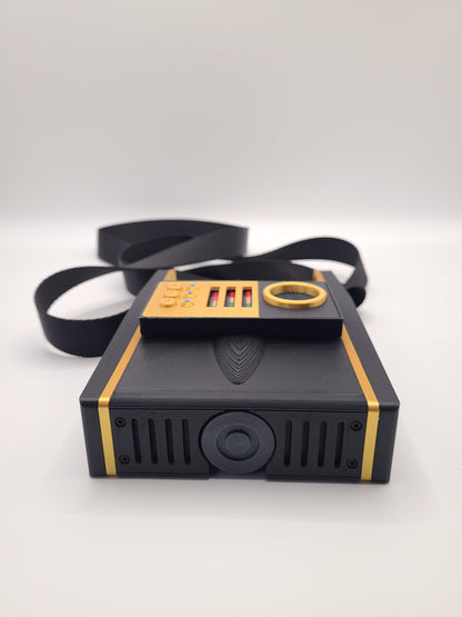 Gold Edition SNW Tricorder Replica with Strap, Scanner, Display Stand, & Nameplate