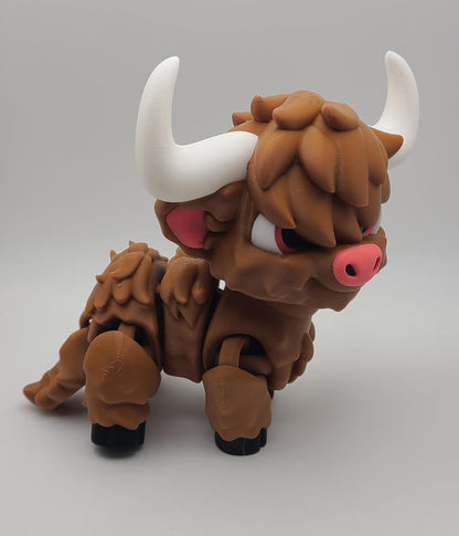 Highland Cow Flexi Fidget Toy | Articulated Sensory Desk Toy
