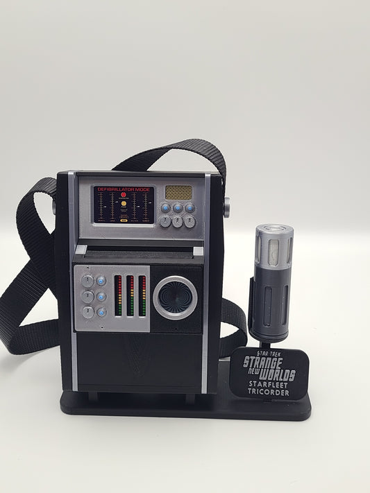 SNW Tricorder Replica with Strap, Scanner, Display Stand, & Nameplate